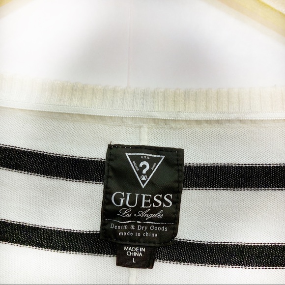 💥 Guess Black & White Striped Crop Sweater - Picture 3 of 3